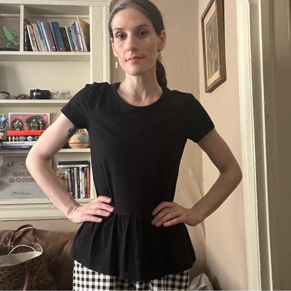 🍭 3/$18 joe fresh • black short sleeve peplum top - Picture 6 of 9